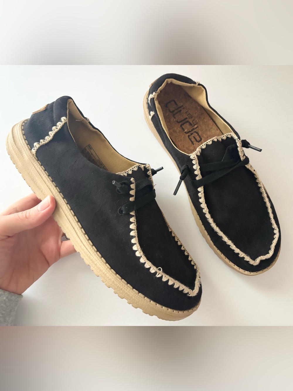 Hey Dude Wendy Black Crochet Slip on Shoes